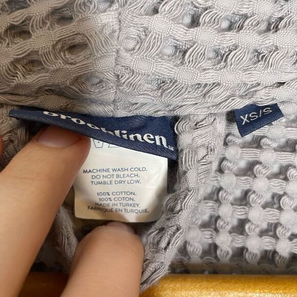 Brooklinen Gray Waffle Robe Turkish Cotton Bath Wrap Grey Size Xs / S Small - Picture 6 of 9